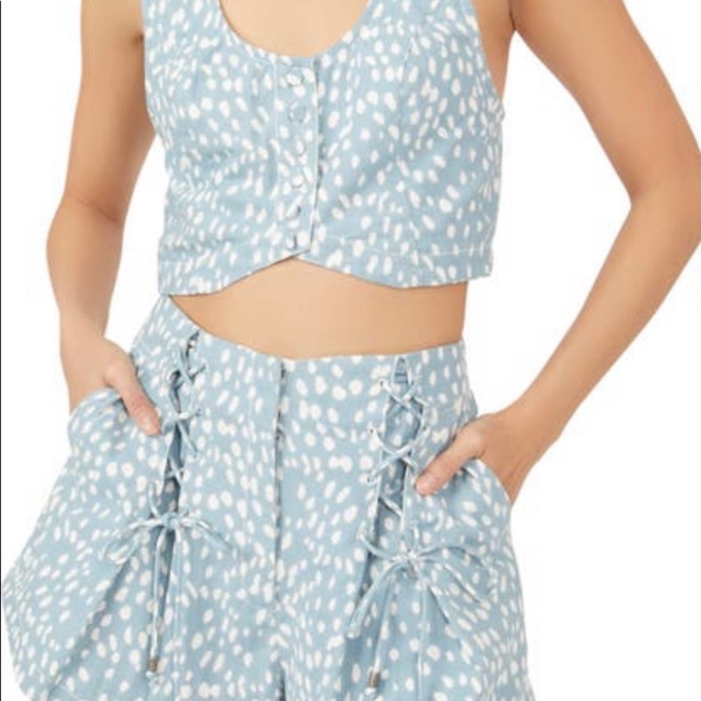 Free People Bennett Crop Cotton Top and Short Set